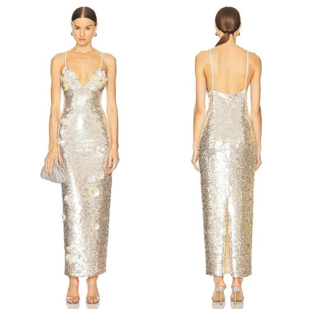 Retrofete Ines Embroidered Sequin Dress Yuzu Gold NEW with tags - Picture 10 of 10